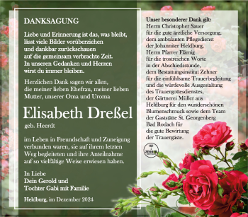 Traueranzeige von Elisabeth Dreßel von Südthüringer Presse