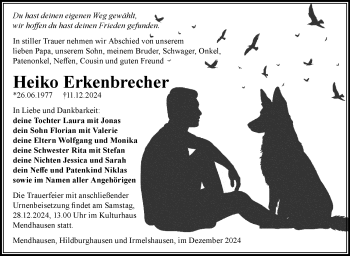 Traueranzeige von Heiko Erkenbrecher von Südthüringer Presse