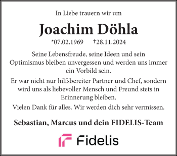 Traueranzeige von Joachim Döhla von Frankenpost