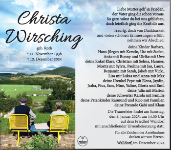 Traueranzeige von Christa Wirsching von Südthüringer Presse