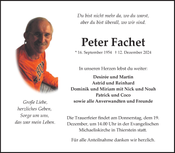 Traueranzeige von Peter Fachet von Frankenpost