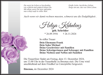 Traueranzeige von Helga Kühnlenz von Südthüringer Presse