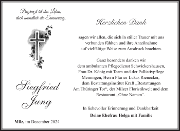 Traueranzeige von Siegfried Jung von Südthüringer Presse
