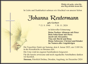Traueranzeige von Johanna Reutermann von Südthüringer Presse