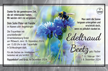 Traueranzeige von Edeltraud Beetz von Südthüringer Presse