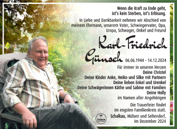 Traueranzeige von Karl-Friedrich Günsch von Südthüringer Presse