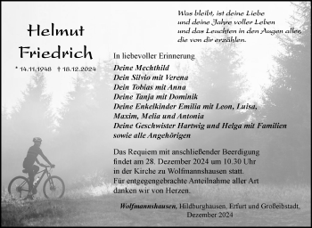 Traueranzeige von Helmut Friedrich von Südthüringer Presse