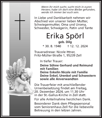 Traueranzeige von Erika Spörl von Frankenpost