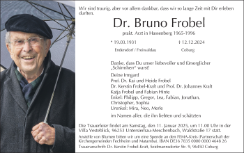Traueranzeige von Bruno Frobel von Neue Presse Coburg