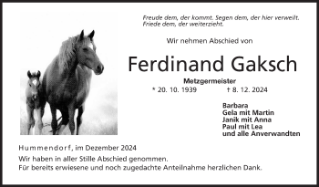 Traueranzeige von Ferdinand Gaksch von Neue Presse Coburg