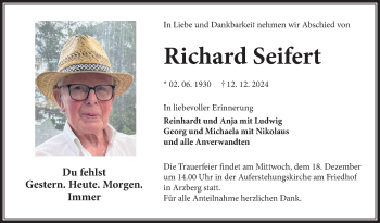 Traueranzeige von Richard Seifert von Frankenpost