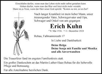 Traueranzeige von Erich Kuhn von Frankenpost