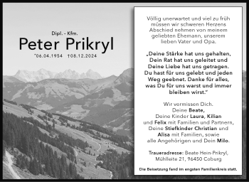 Traueranzeige von Peter Prikryl von Neue Presse Coburg