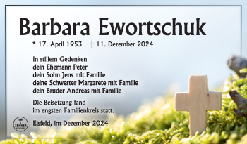 Traueranzeige von Barbara Ewortschuk von Südthüringer Presse