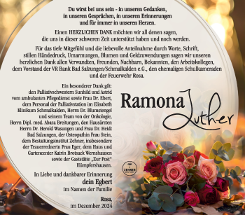 Traueranzeige von Ramona Luther von Südthüringer Presse