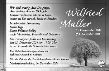 Traueranzeige von Wilfried Müller von Südthüringer Presse