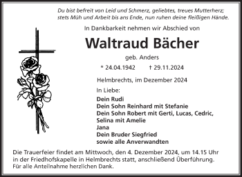 Traueranzeige von Waltraud Bächer von Frankenpost