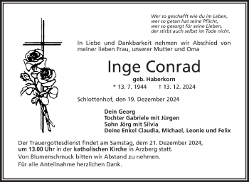 Traueranzeige von Inge Conrad von Frankenpost