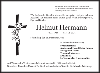 Traueranzeige von Helmut Hermann von Frankenpost