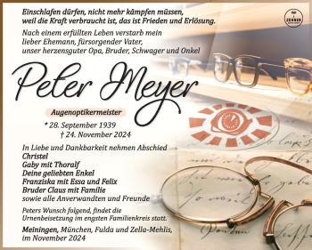Traueranzeige von Peter Meyer von Südthüringer Presse