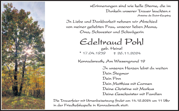 Traueranzeige von Edeltraud Pohl von Frankenpost