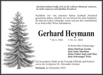 Traueranzeige von Gerhard Heymann von Südthüringer Presse