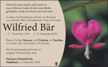 Traueranzeige von Wilfried Bär von Südthüringer Presse