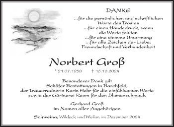 Traueranzeige von Norbert Groß von Südthüringer Presse