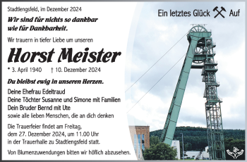 Traueranzeige von Horst Meister von Südthüringer Presse