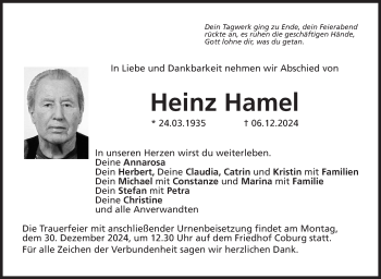 Traueranzeige von Heinz Hamel von Neue Presse Coburg