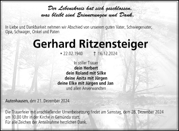 Traueranzeige von Gerhard Ritzensteiger von Neue Presse Coburg