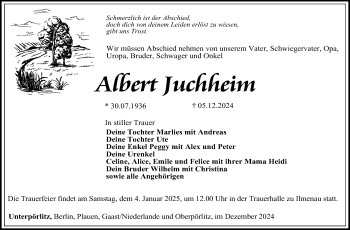 Traueranzeige von Albert Juchheim von Südthüringer Presse