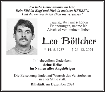 Traueranzeige von Leo Böttcher von Südthüringer Presse