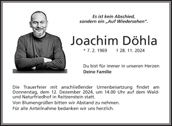 Traueranzeige von Joachim Döhla von Frankenpost