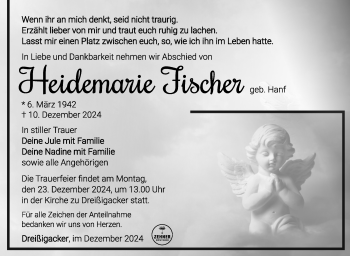 Traueranzeige von Heidemarie Fischer von Südthüringer Presse