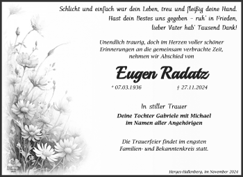 Traueranzeige von Eugen Radatz von Südthüringer Presse