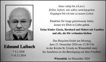 Traueranzeige von Edmund Laibach von Südthüringer Presse