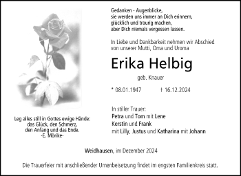 Traueranzeige von Erika Helbig von Neue Presse Coburg