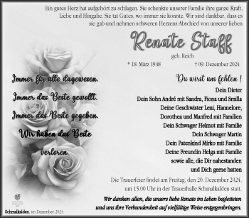 Traueranzeige von Renat Staff von Südthüringer Presse