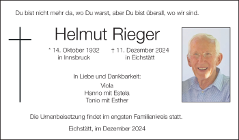 Traueranzeige von Helmut Rieger von Neue Presse Coburg
