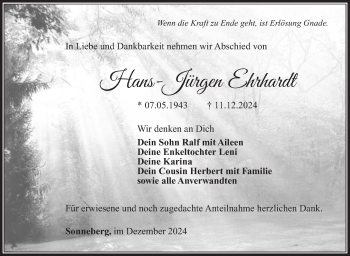 Traueranzeige von Hans-Jürgen Ehrhardt von Südthüringer Presse