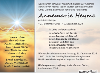 Traueranzeige von Annemarie Heyme von Südthüringer Presse