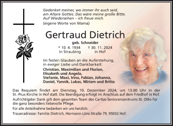 Traueranzeige von Gertraud Dietrich von Frankenpost
