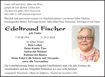 Traueranzeige von Edeltraud Fischer von Südthüringer Presse