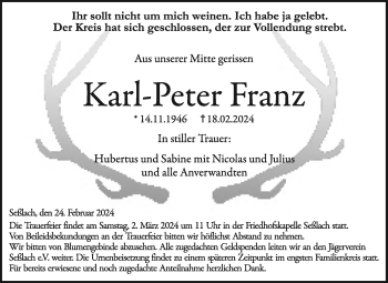 Traueranzeige von Karl-Peter Franz von Neue Presse Coburg