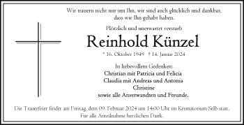 Traueranzeige von Reinhold Künzel von Frankenpost