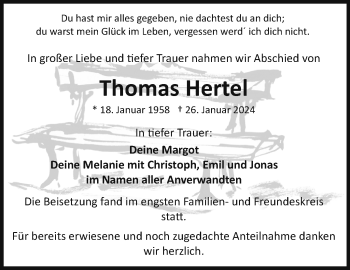 Traueranzeige von Thomas Hertel von Frankenpost
