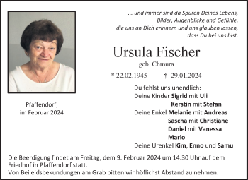 Traueranzeige von Ursula Fischer von Neue Presse Coburg