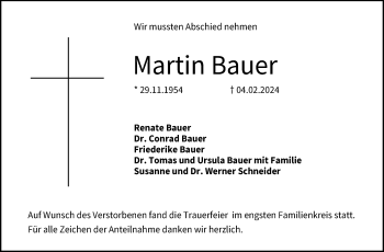 Traueranzeige von Martin Bauer von Neue Presse Coburg