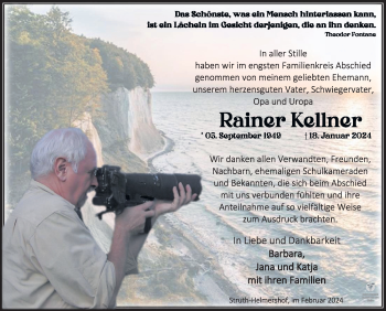 Traueranzeige von Rainer Kellner von Südthüringer Presse